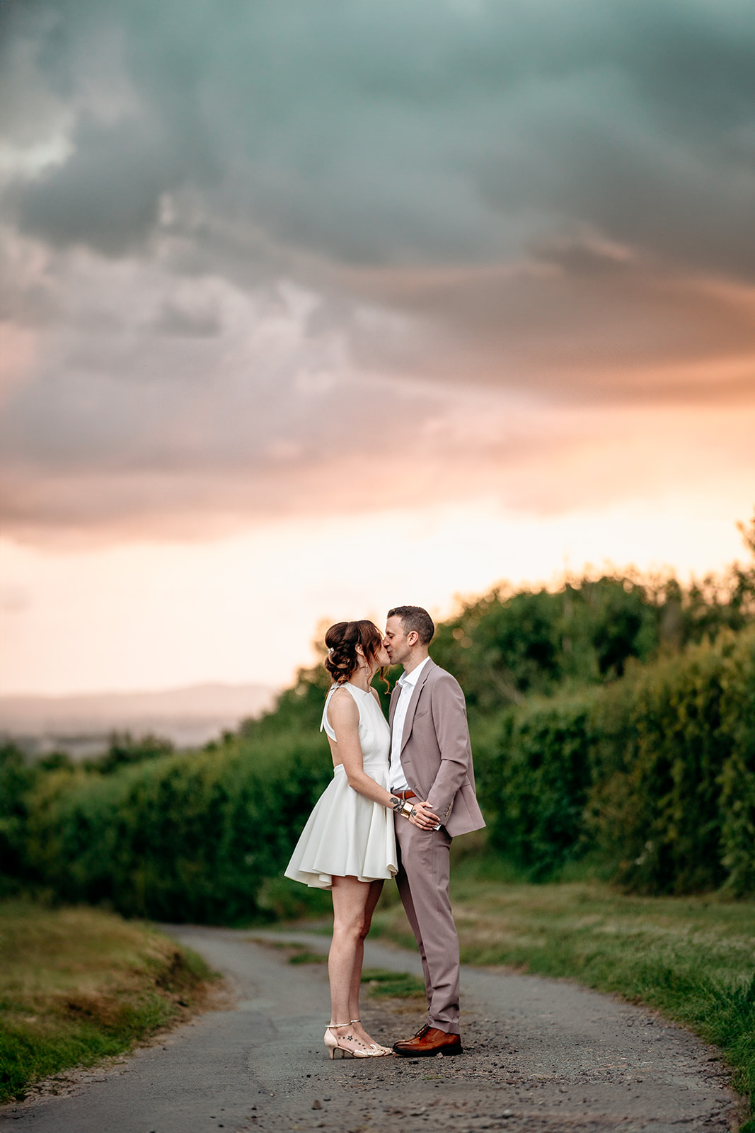 morrells wood farm wedding photography bride and groom sunset