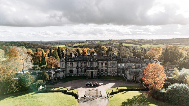 Sandon Hall Wedding Photographer drone shot