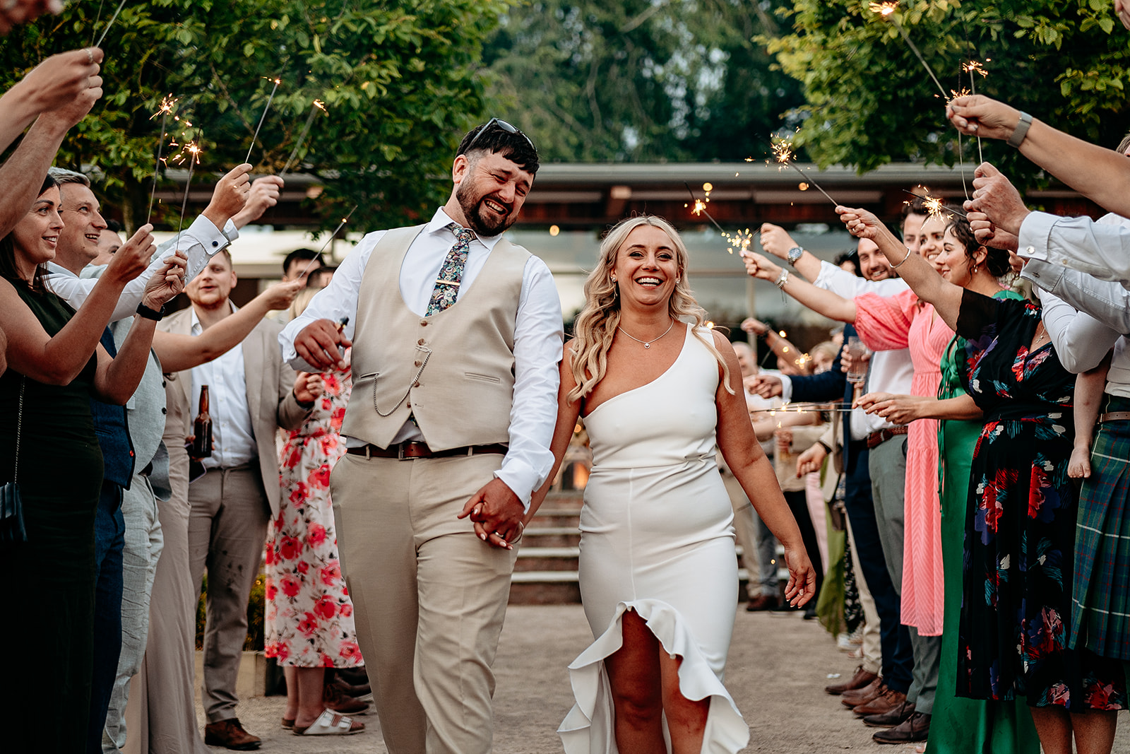 Thorpe garden wedding photographer sparklers