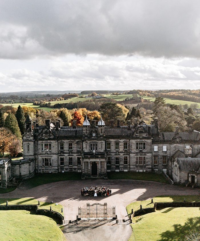 Sandon Hall Wedding Photographer drone shot