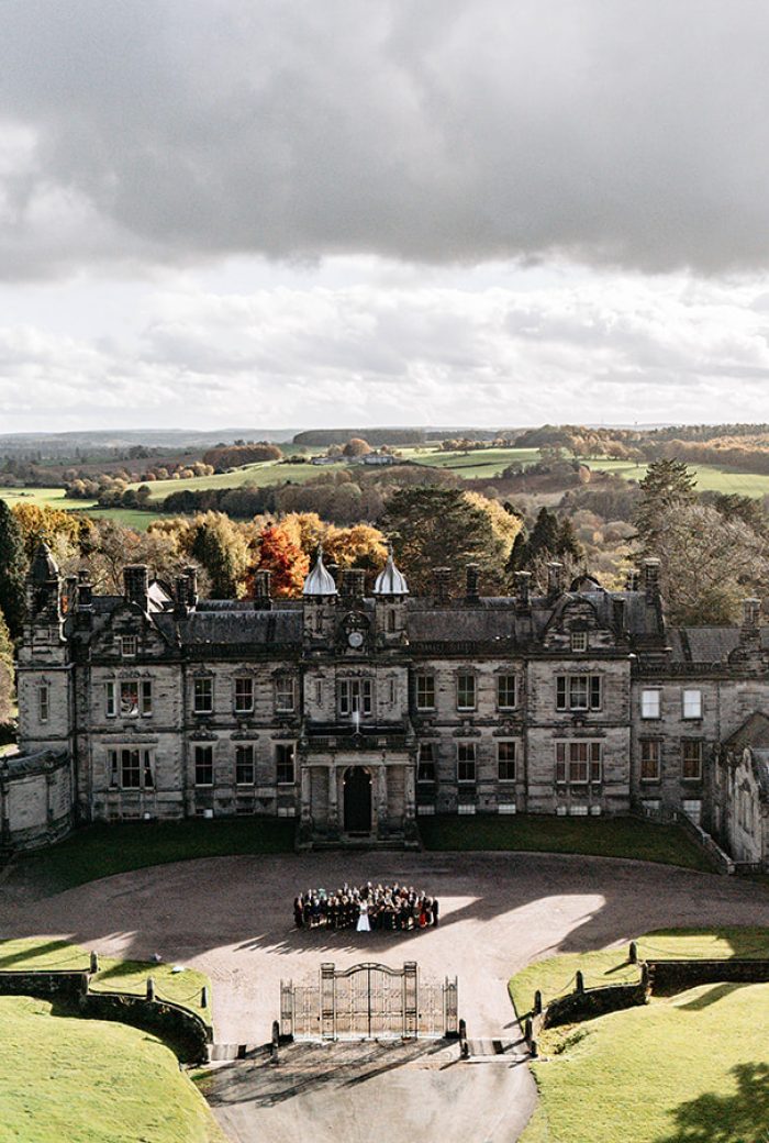 Sandon Hall Wedding Photographer drone shot