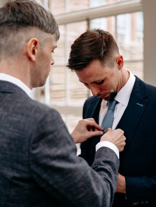 Shropshire wedding videographer - groom prep