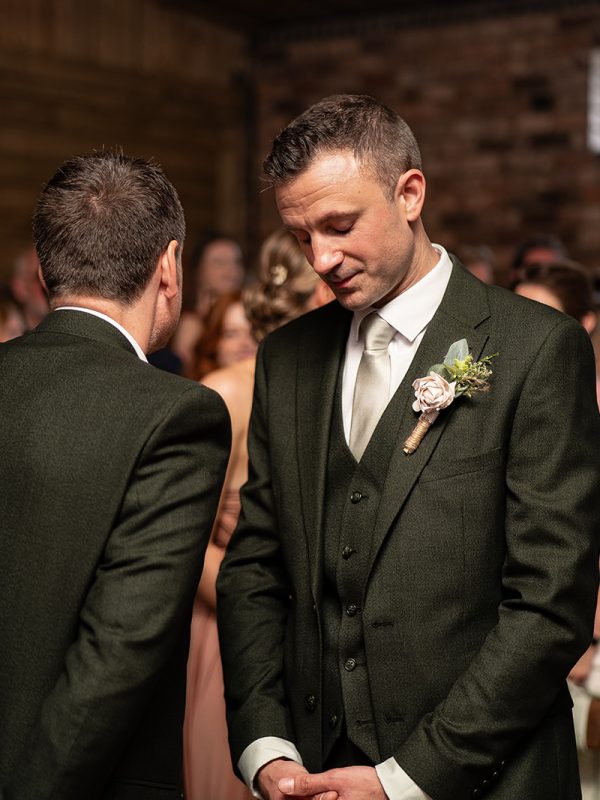 morrells wood Farm Wedding photographer - emotional groom