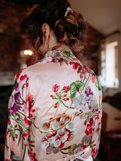 Emotional bridal moments before Morrells Wood Farm wedding ceremony