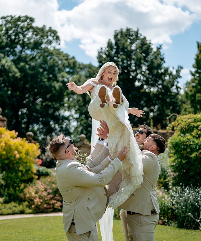 Thorpe garden bride and groom fun